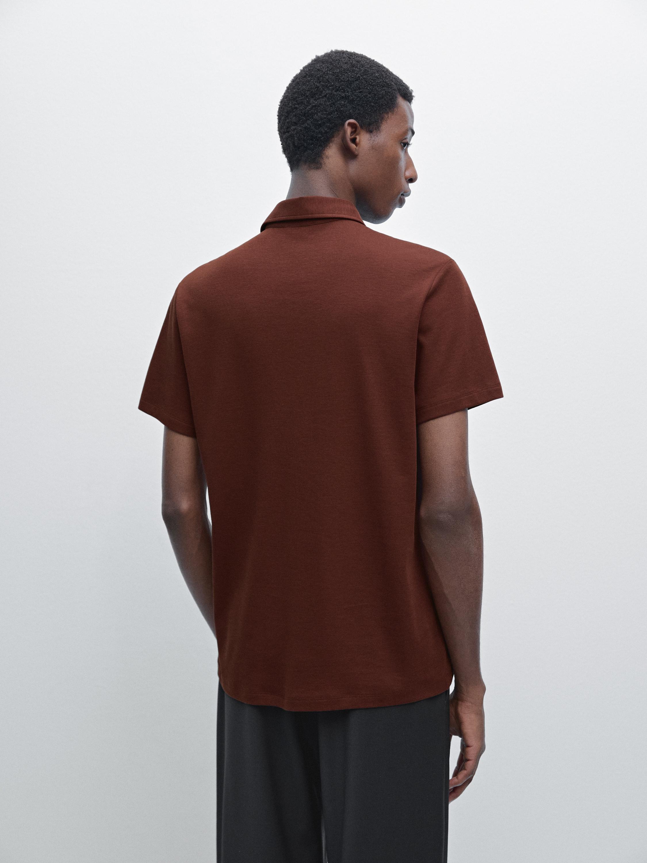 Cotton blend short sleeve polo shirt